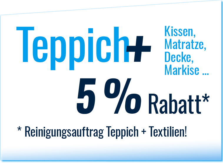 Button für Teppichreinigung und 5% Rabattaktion aktiv